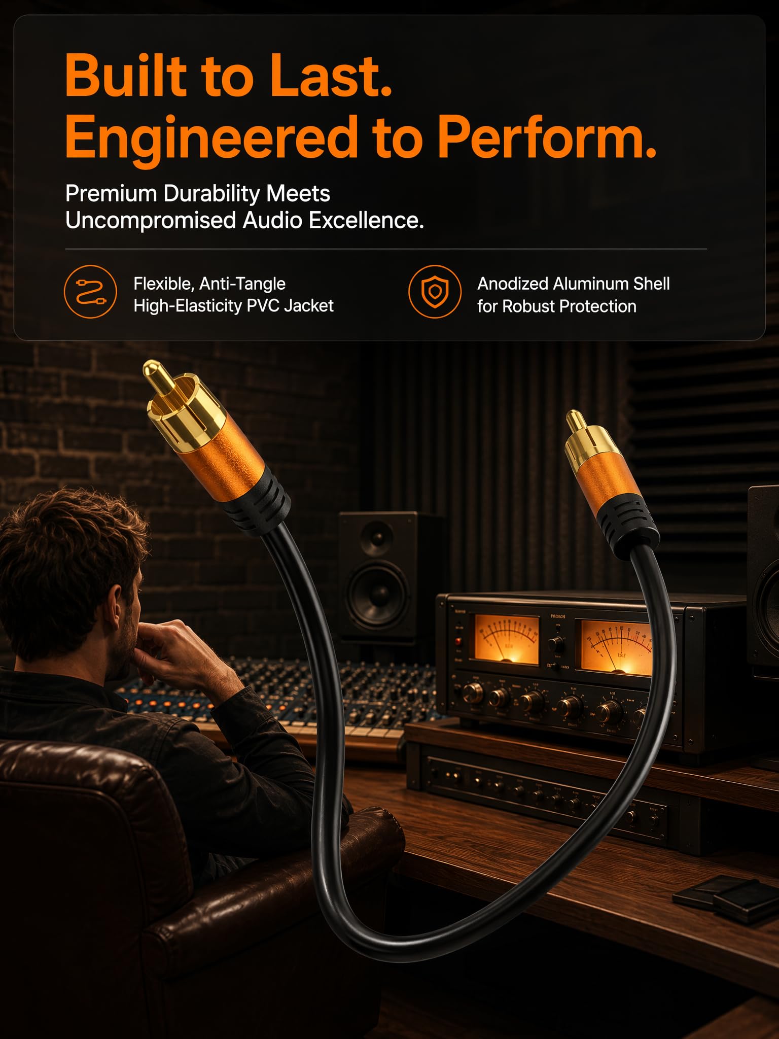 Cable de audio coaxial digital de 75 pies, 1RCA macho a 1RCA macho, cable de subwoofer RCA para subwoofer, cine en casa, video/audio subwoofer cámara de estacionamiento de visión trasera