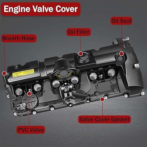 Miniatura 3 de 11127552281 Kit de cubierta de válvula de motor Endxedo de aluminio compatible con BMW 125i, 128i, 323i, 325i, 328i, 525i, 528i, 530i, X1, X3, X5,