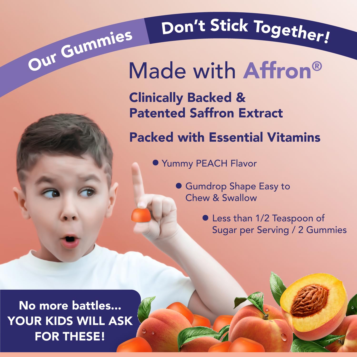 NutriMagic Kids Brain Booster+ Saffron Extract, 2IN1 Cognitive Support & Multivitamin D3, B6, B12, Zinc Gummies Supplement, Supports Focus, Attention, Memory, Mood Balance - 60 Peach Gummies — Amazon image 8