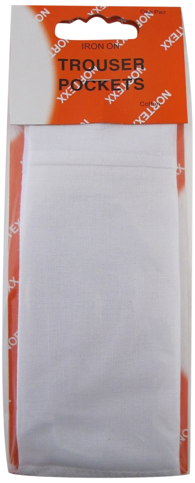 2 x Nortexx Iron On Trouser Pocket Repair - 100% Cotton - White (1 Pair)