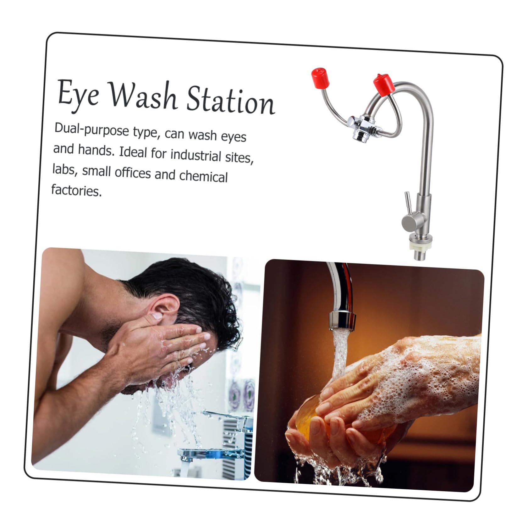 Lavaojos Montado en Grifo para Lavabo, Acero Inoxidable, Plata