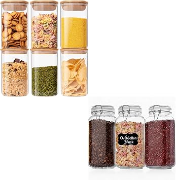 Liuruiyu 37oz Medium Square Container & 78oz Clamp Lid Jar