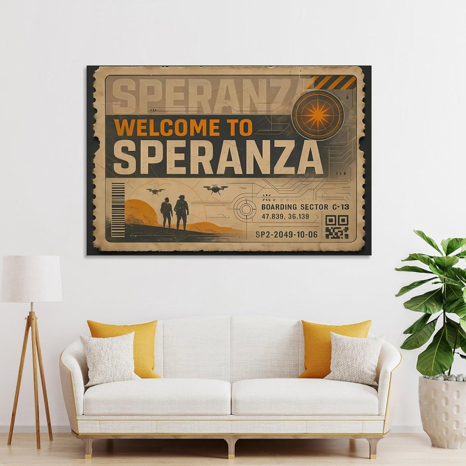 Junmoney Canvas Wall Decor Speranza, 08x12inch(20x30cm), for Bedroom, Guest Room Or Reading Nook, Decorative Wall Art for Cosy Rooms