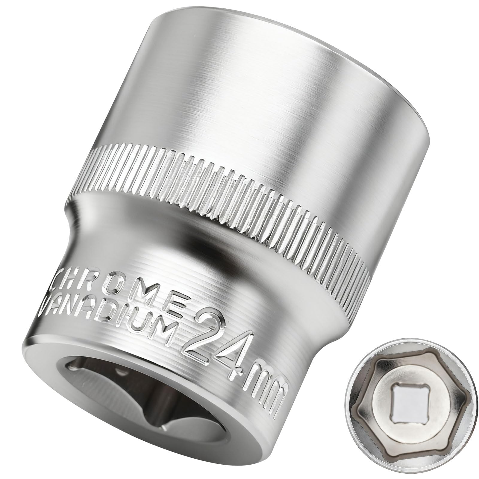 DAKCOS 24mm Socket 1/2" Drive 6 Ponit Wrench Socket Drive Shaft Tool Power Sockets, CR-MO