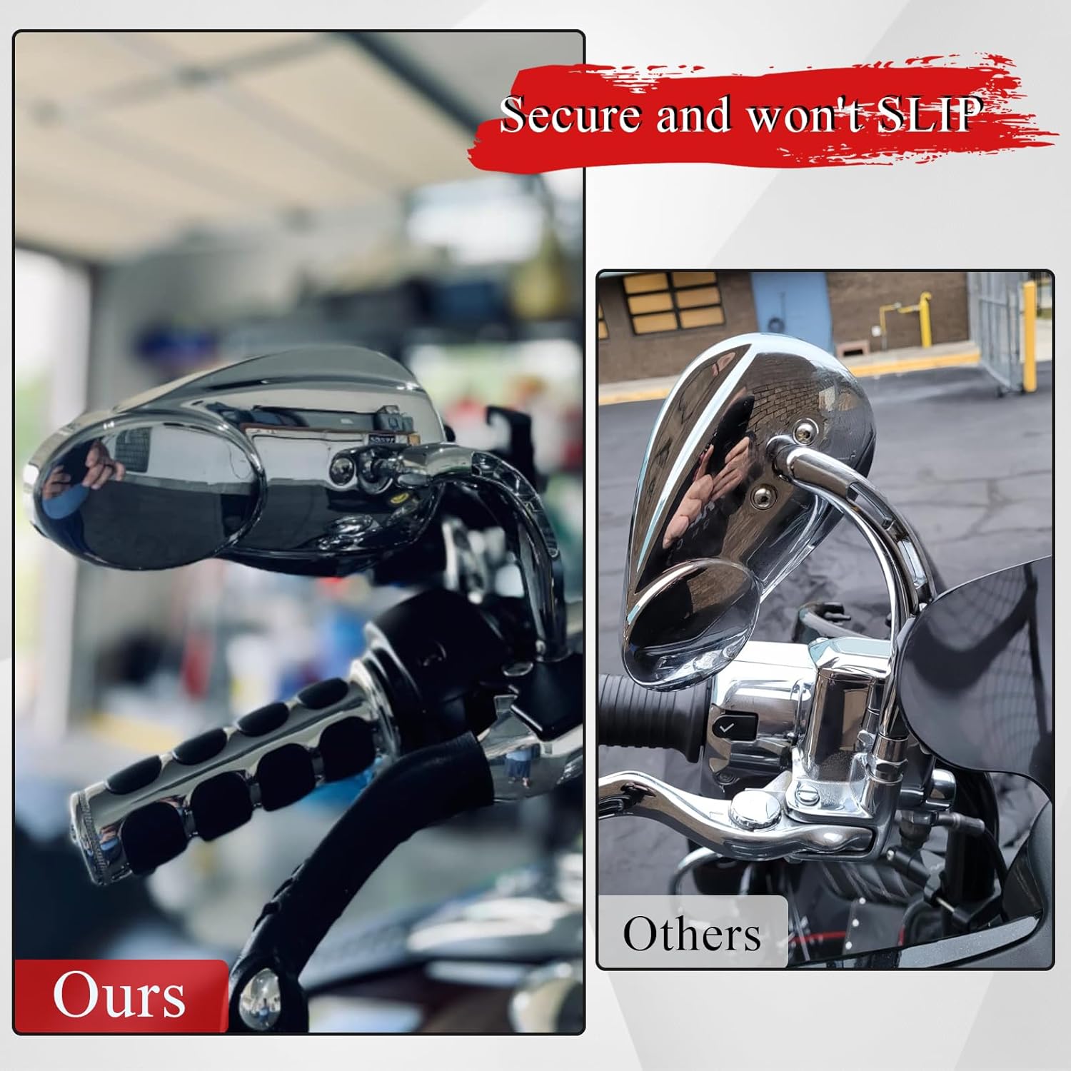 WOWTK Rearview Mirrors,Split Vision Mirrors for Harley 1982-2025 Most Models Road King Street Glide Road Glide Softail Iron 1200 Iron 883 Deluxe Fat Boy Sport Glide XG750 XG500,Chrome