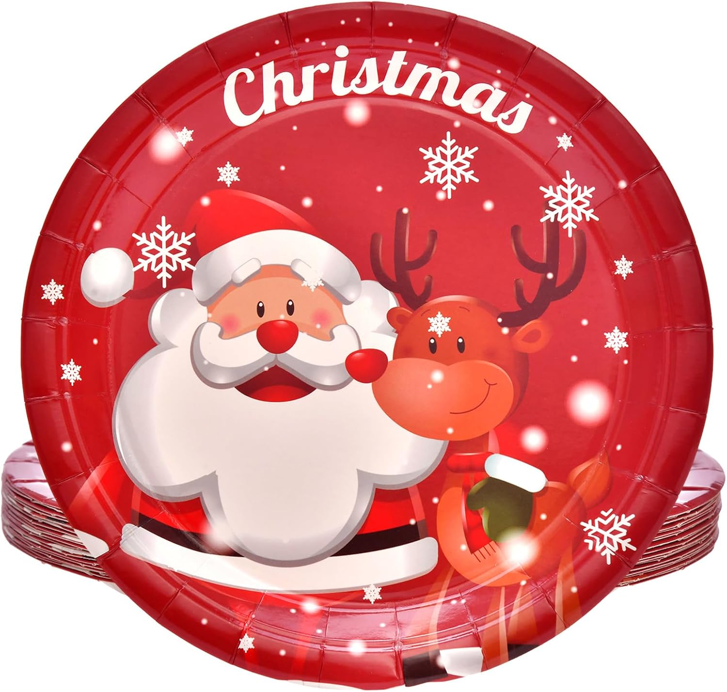 JASSEWRLY 50 PCS Christmas Paper Plates, Christmas Santa Plates Disposable Holiday