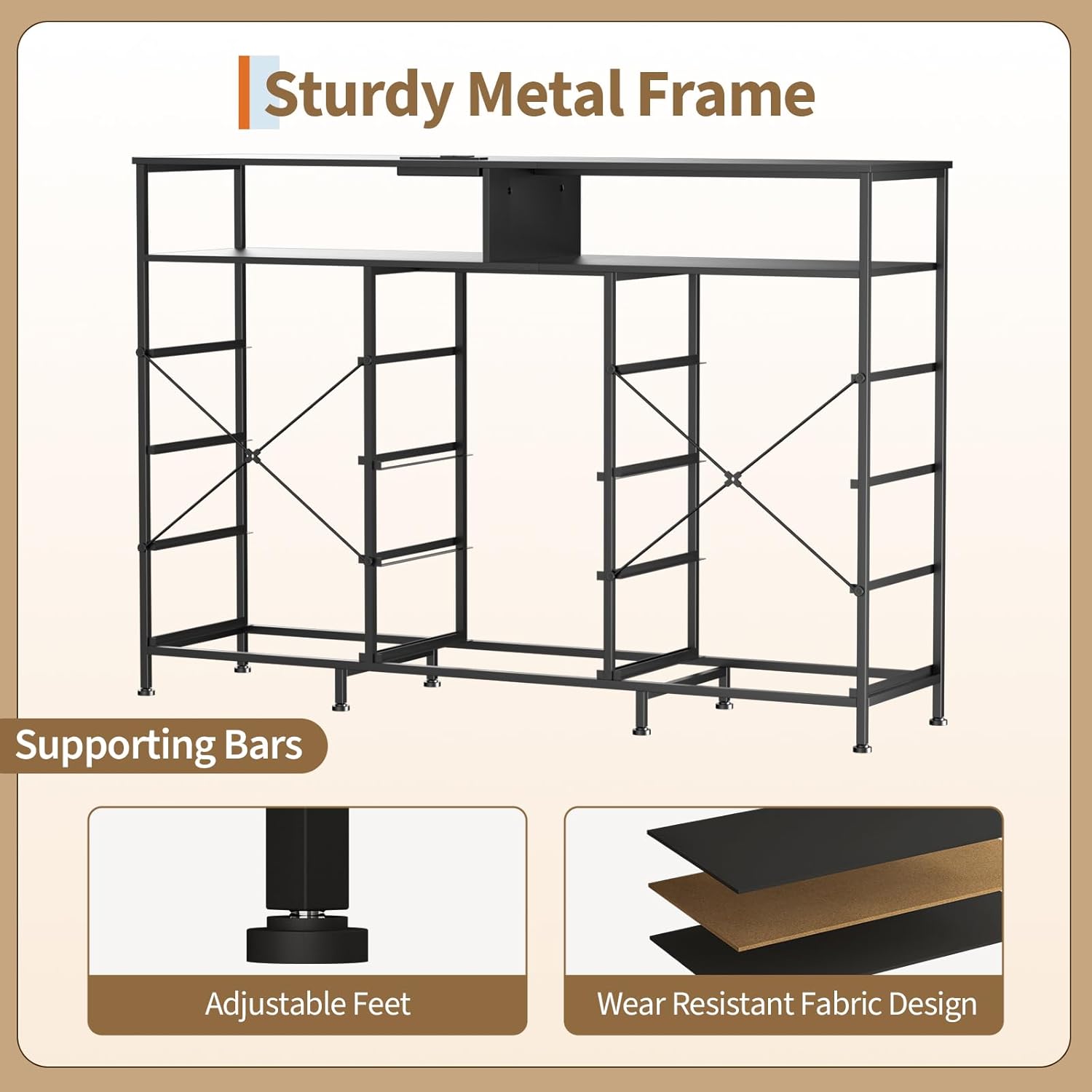 Dresser for Bedroom with 11 Fabric Drawers, Featuring Power Outlet & LED Lights, Wooden Top, 55”w TV Stand for Chest of Drawers for Closet and Entryway