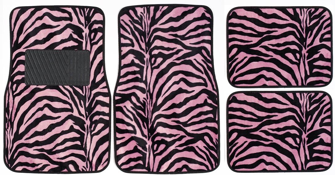 Luxury Driver 44069 Fashion Pink Zebra Carpet Floor Mat Set - 4 Piece
