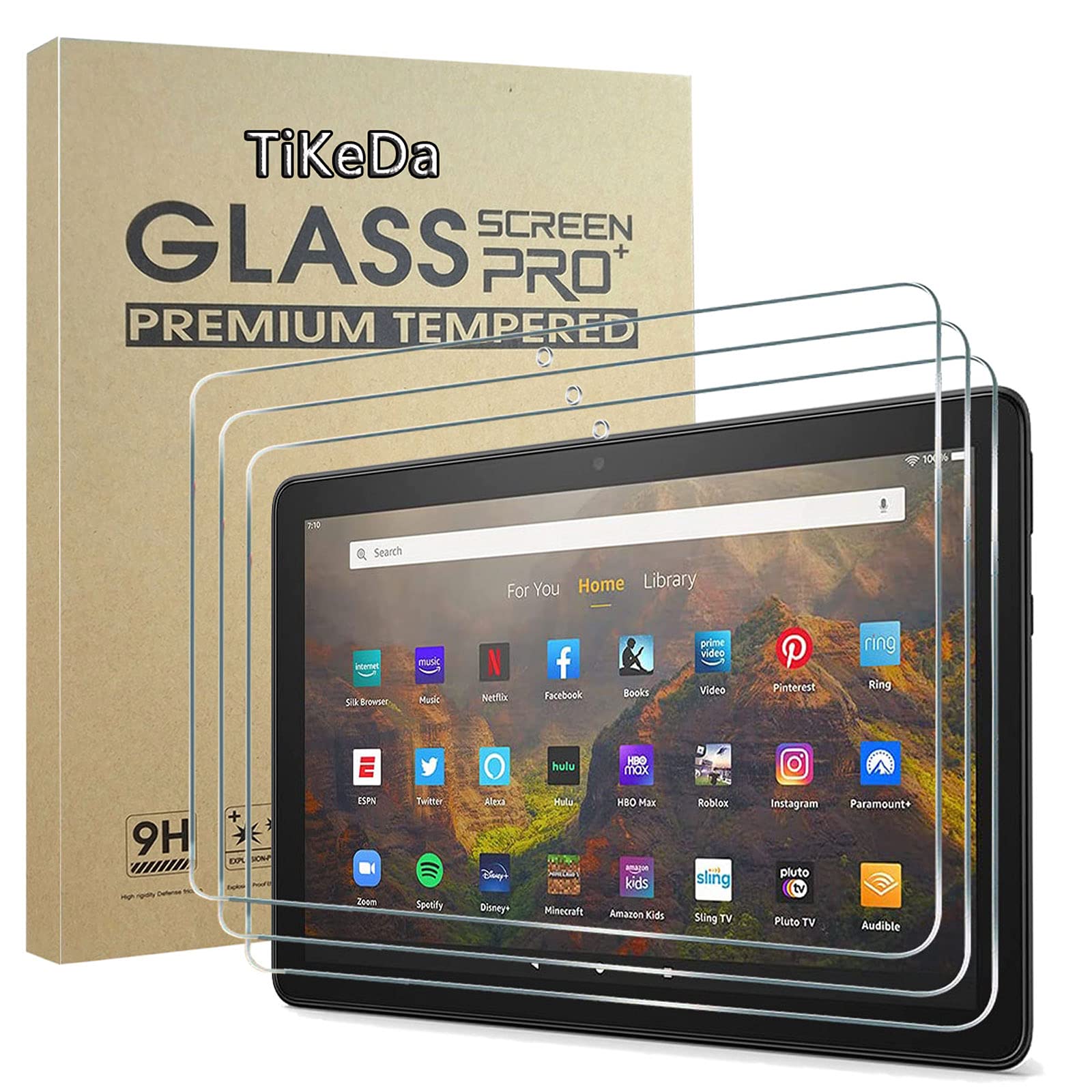 (3 Pack) Designed for All-New Fire HD 10 / Fire HD 10 Plus Tablet 10.1 inch (13th/11th Generation, 2023/2021 Release) Screen Protector, Tempered Glass High Definition Clear Shield