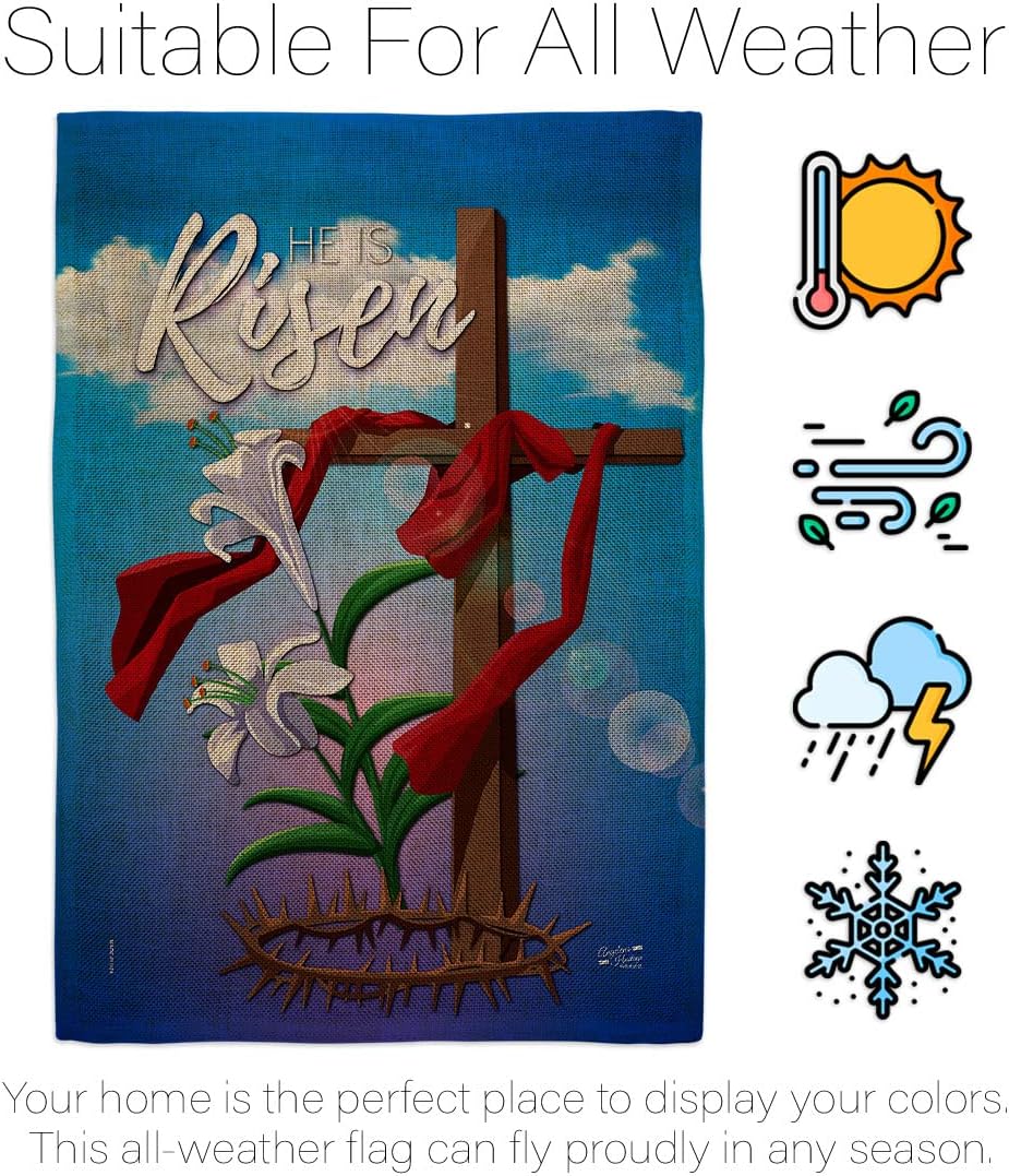 Easter Cross Garden Religious Faith Hope Grace Peace Dove Christian Religion House Decoration Banner Yard Gift Double-Sided, Small Flag Set w Wall Holder, Made in USA