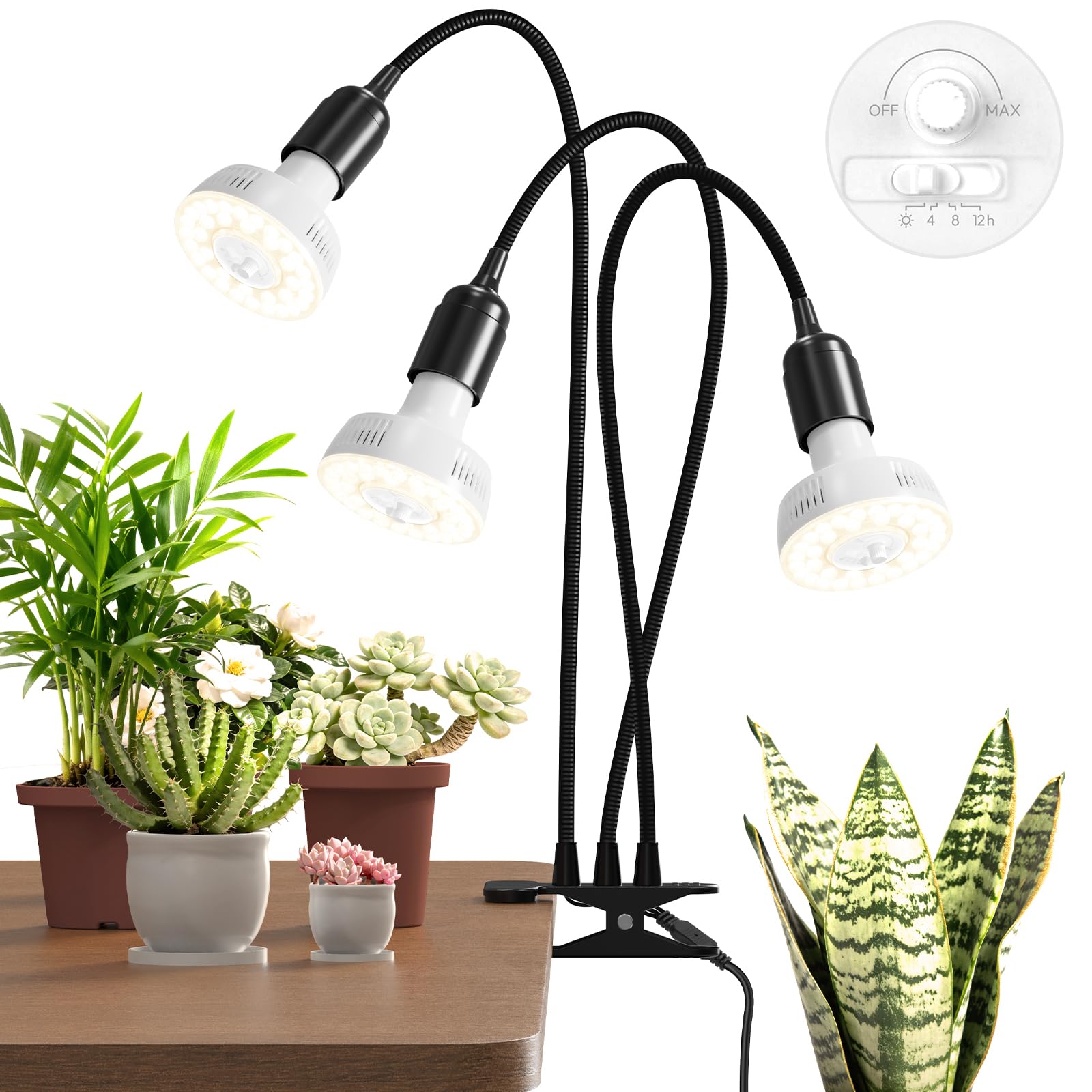 Barrina Orbgrow OG11A3 Clip On Grow Lights, 4000K 33W, E27, 3-Gooseneck