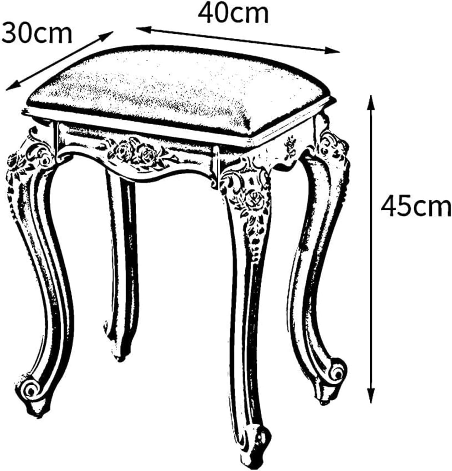 Kwueiit ドレッサーチェア 化粧椅子イス 鏡台用 家庭用 椅子のみ スツール チェア ドレッサーチェア 白 木製 猫足 アンテ