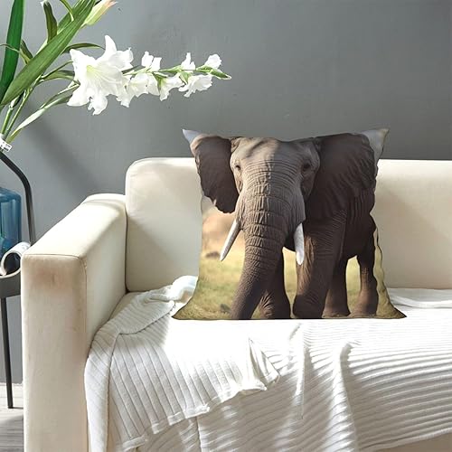 Miniatura 7 de Funda de almohada con estampado de elefante, cuadrada, suave, para decoración del hogar, sala de estar, cama, sofá, automóvil, 18 x 18 pulgadas