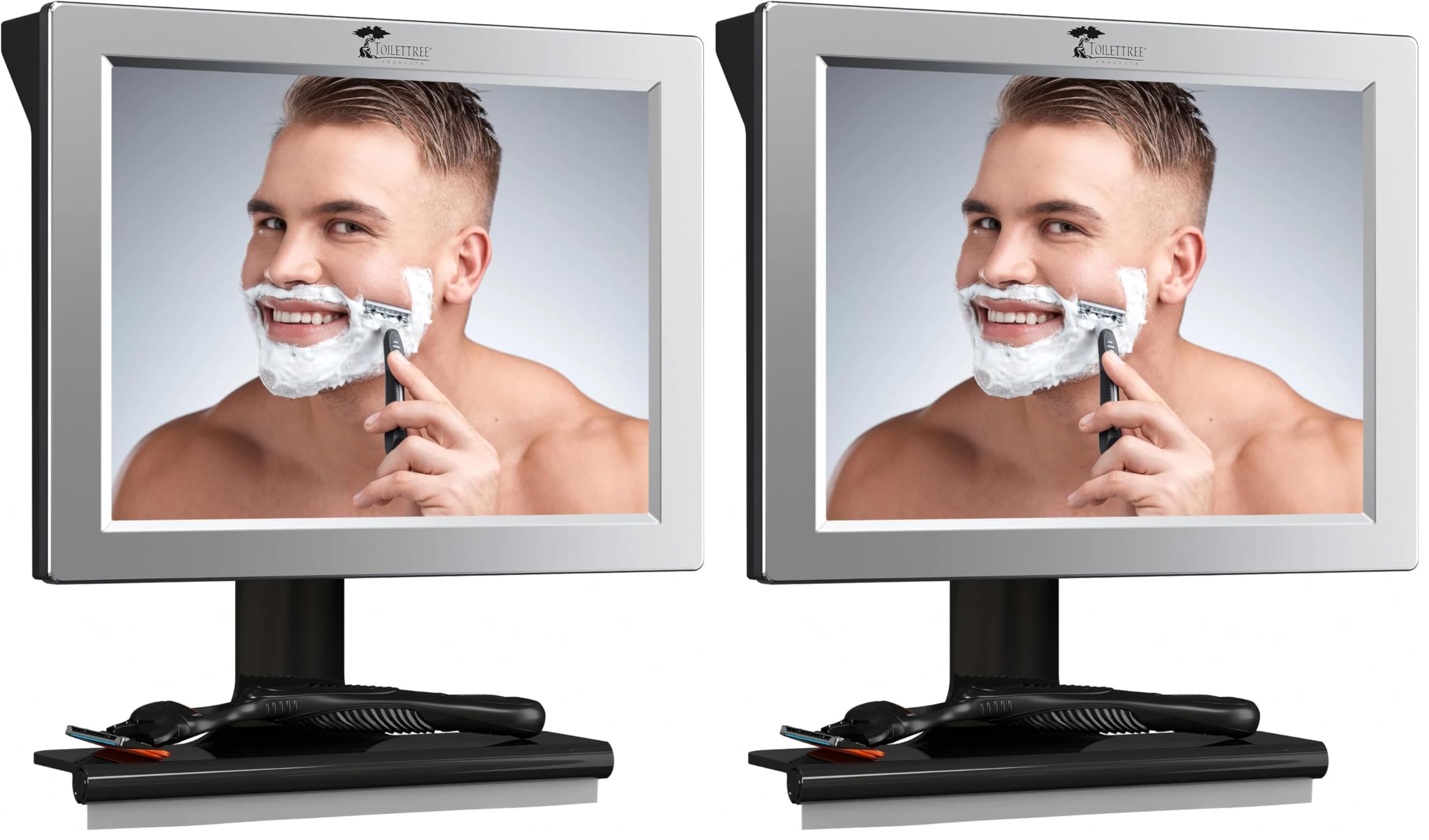 Adjustable Fogless Shower Mirror by ToiletTree Products with Squeegee