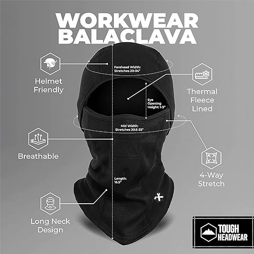 Miniatura 3 de Tough Headwear Máscara de esquí para mujeres y hombres – Pasamontañas – Cubierta térmica de invierno Shiesty – Equipo de clima frío para esquí