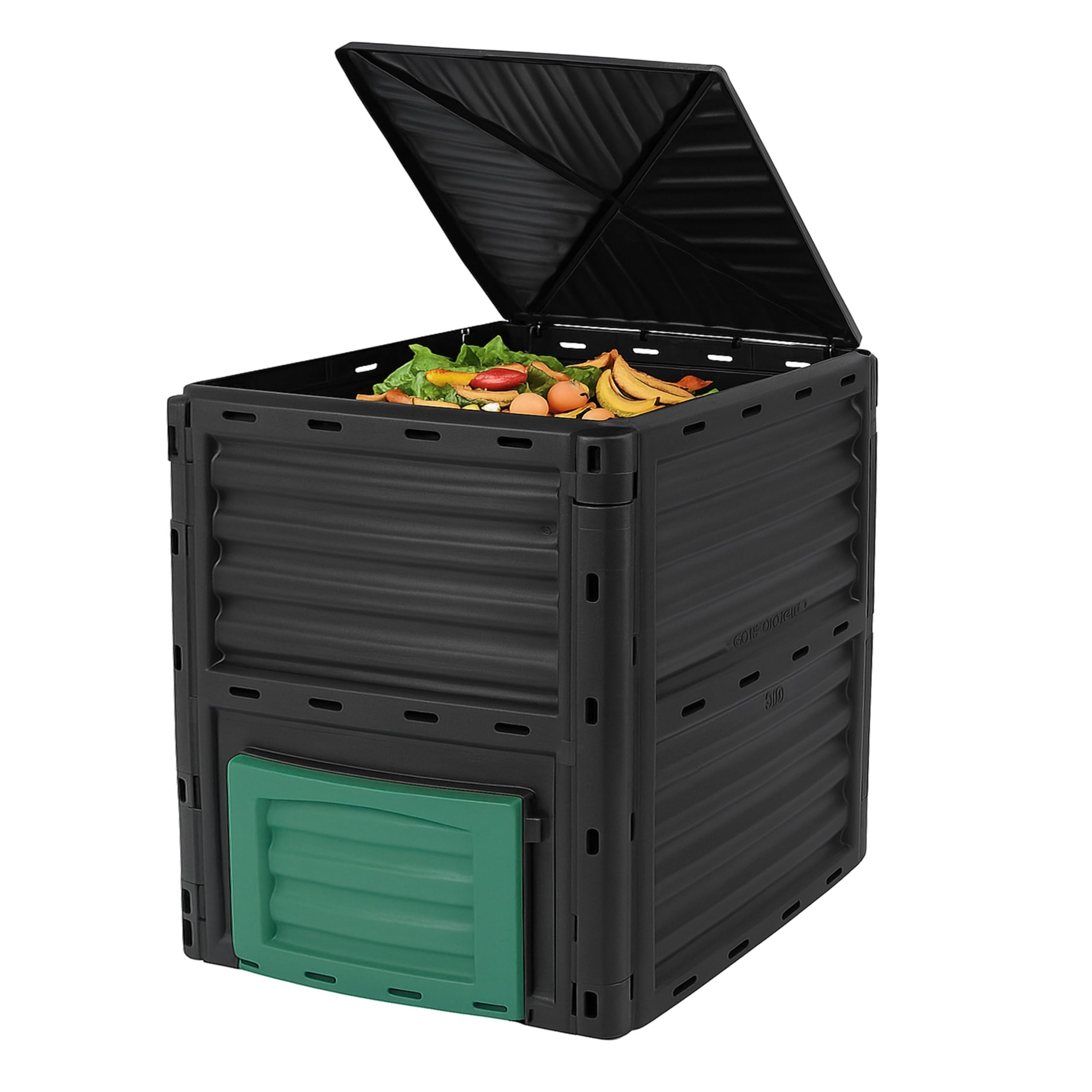 DIVCHI 300L Gartenkomposteimer - Kompostierbehälter für den Außenbereich für Küche & Gartenabfälle - umweltfreundlich, langlebig & wasserdicht, UV-geschützt, BPA-freier Kunststoff (Schwarzgrün)