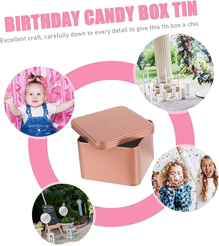 Miniatura 6 de DOITOOL Caja de lata cuadrada clásica lista para regalo con tapa, recipiente de té suelto hermético, 3.9 in de largo x 3.9 in de ancho x 2.5 in de