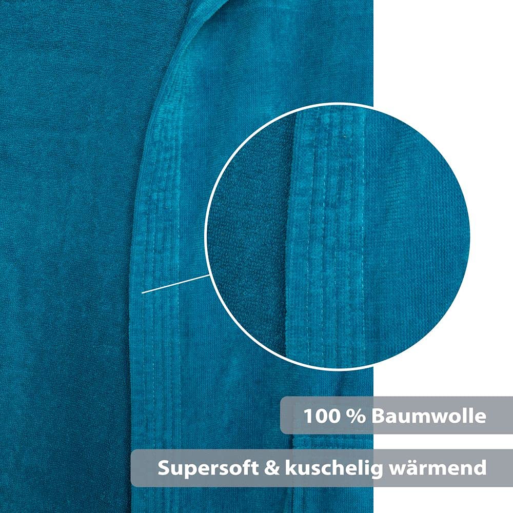 PANA Miami Velour Robe de Chambre Peignoir de bain unisexe en coton avec capuche • Peignoir pour femme • Peignoir à capuche • Tissu doux • Longueur genoux