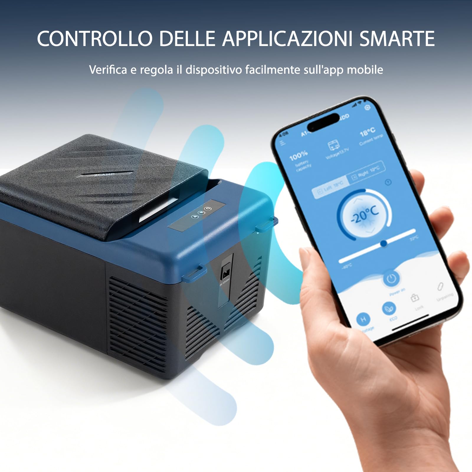 KI9 9L Mini Frigo Frigorifero Portatile Per Auto Congelatore 12/24V DC,Per Viaggio, Picnic, Campeggio Uso Esterno, da -20℃ a 20℃