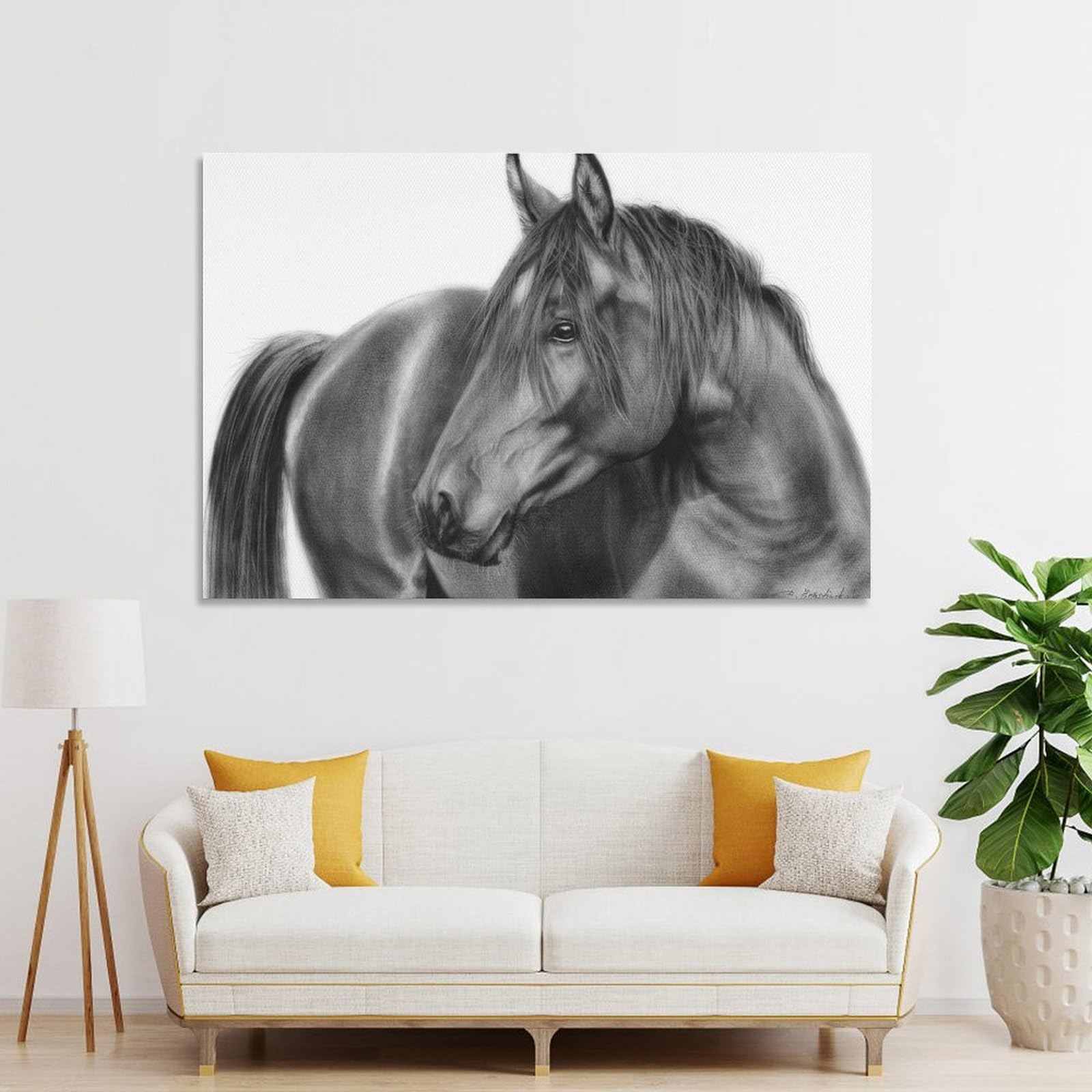 Junmoney Horse Painting Canvas Wall Art, 24x36inch(60x90cm), for Wall Displays, Bedrooms Or Room Updates, Ideal for Building A Coordinated Art Wall