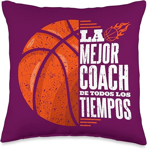Regalos Originales Baloncesto Femenino Adolescente La Mejor Coach de Baloncesto Entrenadora Mujer Entrenadores Throw Pillow, 16x16, Multicolor