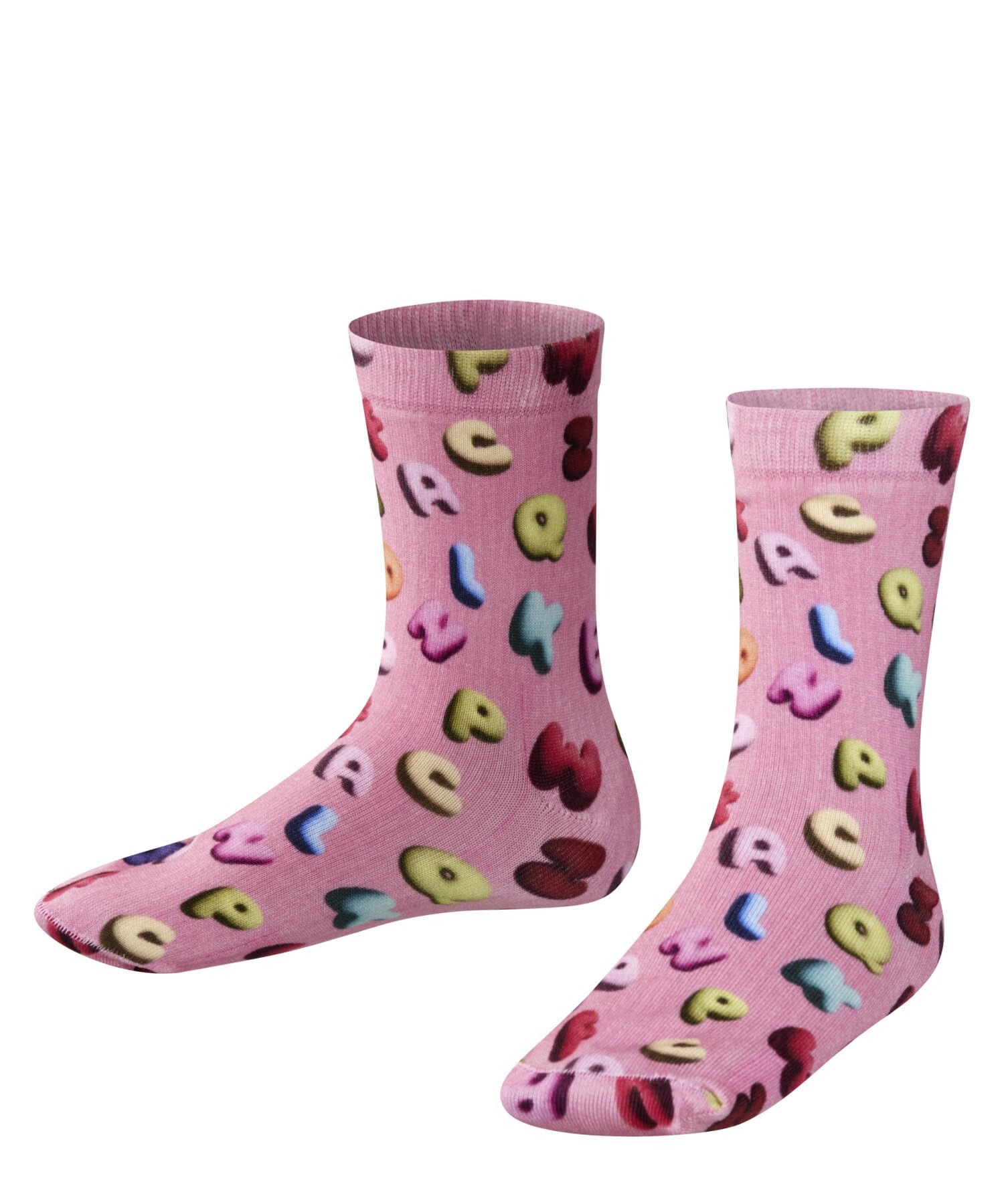 FALKE Unisex Kids Colourful Alphabet Print K So Cotton Patterned Socks 1 Pair, Red Lipstick 8350, 12-2.5