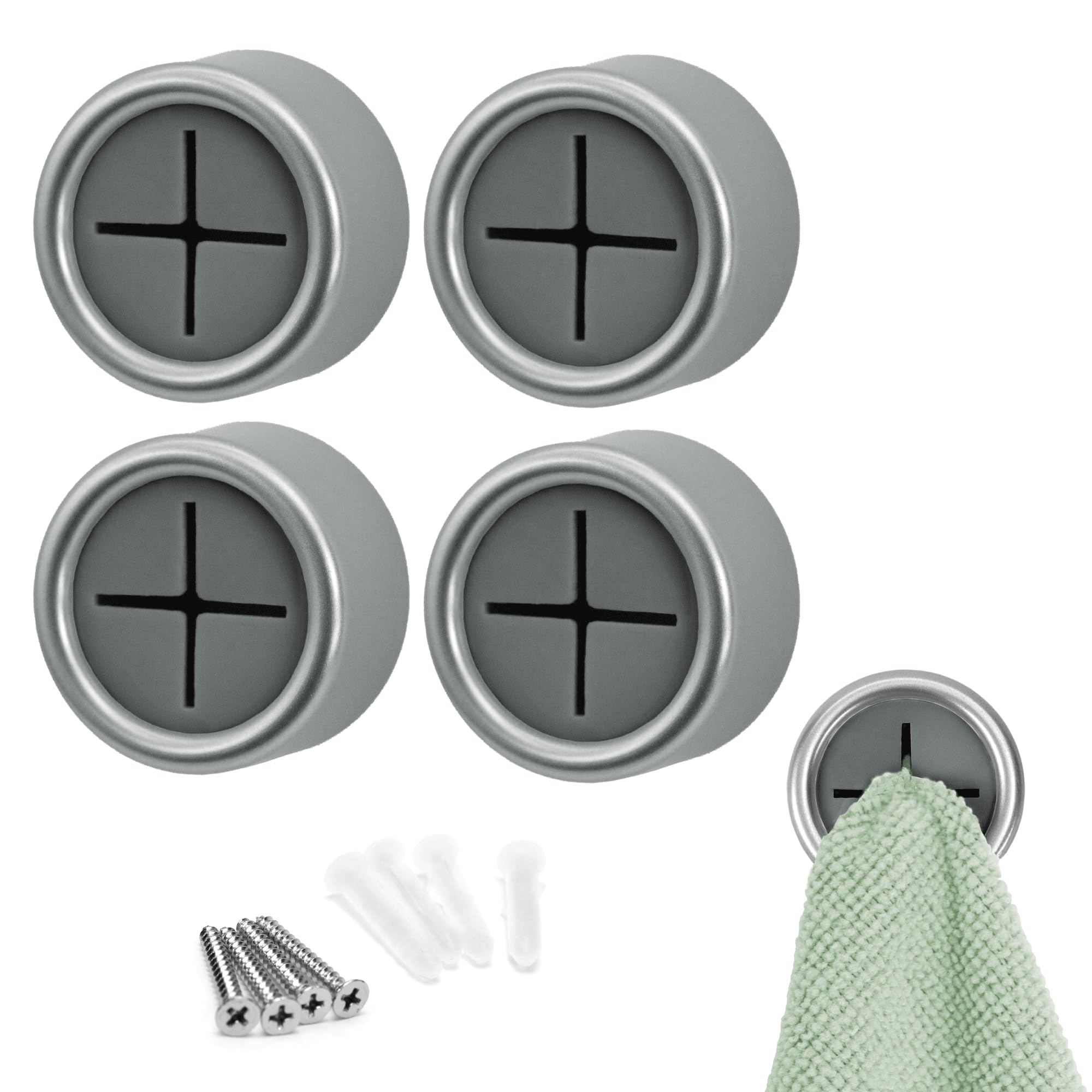 Brushed Gold Push Towel Hooks - 4 Pack -9