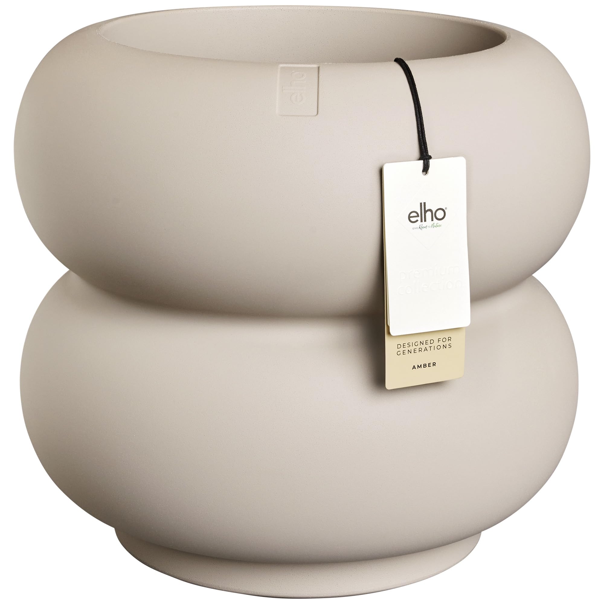 elho Amber Roll Low 43 - Plant Pot for Indoor & Outdoor - 100% Recycled Plastic - Ø 43 x H 40 cm - Beige/Balanced Beige
