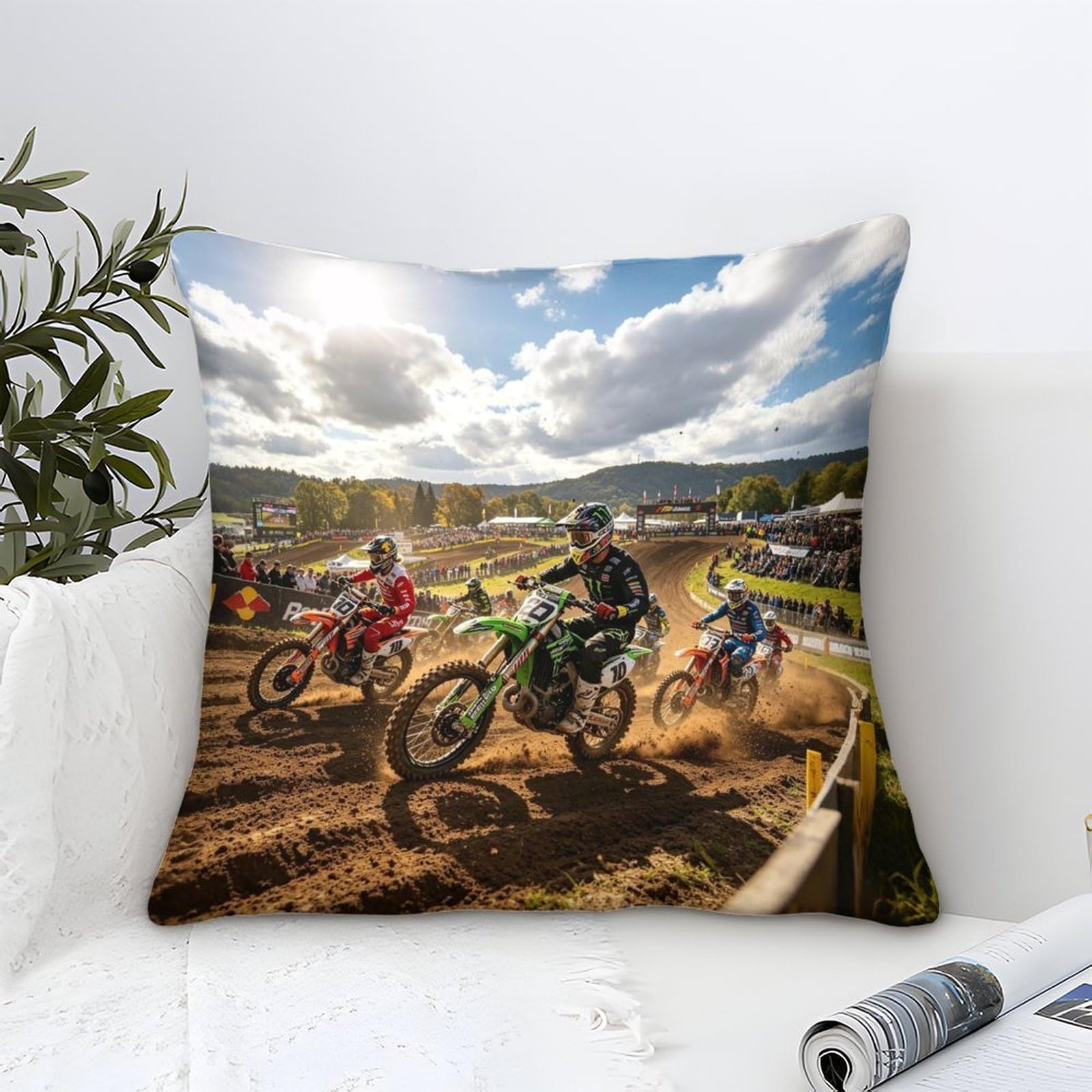 3U6C4M9K Microfiber Dirt Bike Cushion Covers 45x45cm, Soft Decorative Dusky Pink Throw Pillow Cases, Motorcycle Race Pillowcases with Invisible Zipper for Home Couch Sofa Bed