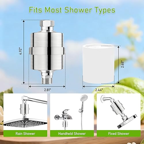 Miniatura 9 de Filtro de ducha de metal inoxidable 304, suave al agua, filtro de vitamina C para eliminar el 99% de cloro, mejorar tu piel y cabello, fácil