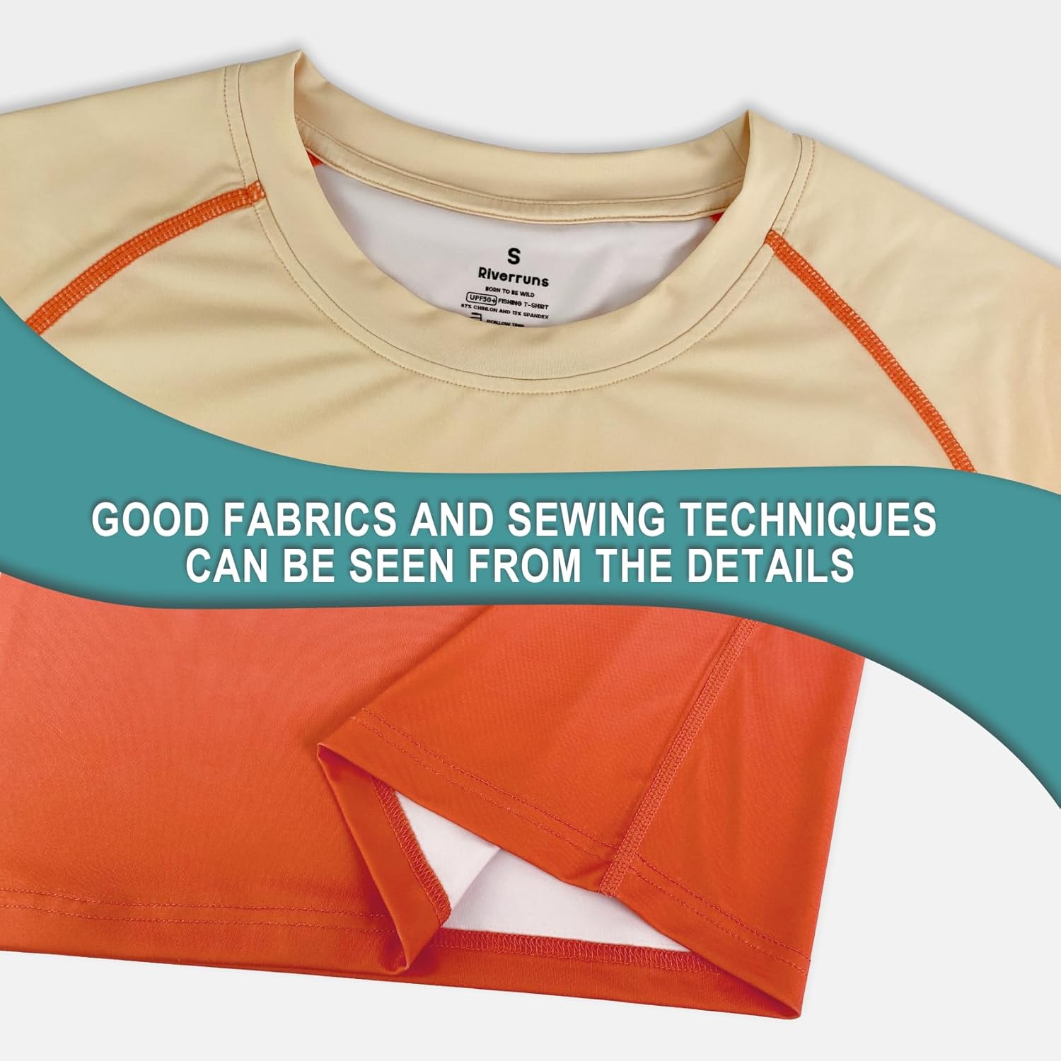 Riverruns Men's Swim Shirt Rash Guard Short Sleeve UPF 50+ UV Sun Protection Quick Dry Fishing Beach Water T-Shirt #1030 - Image 6