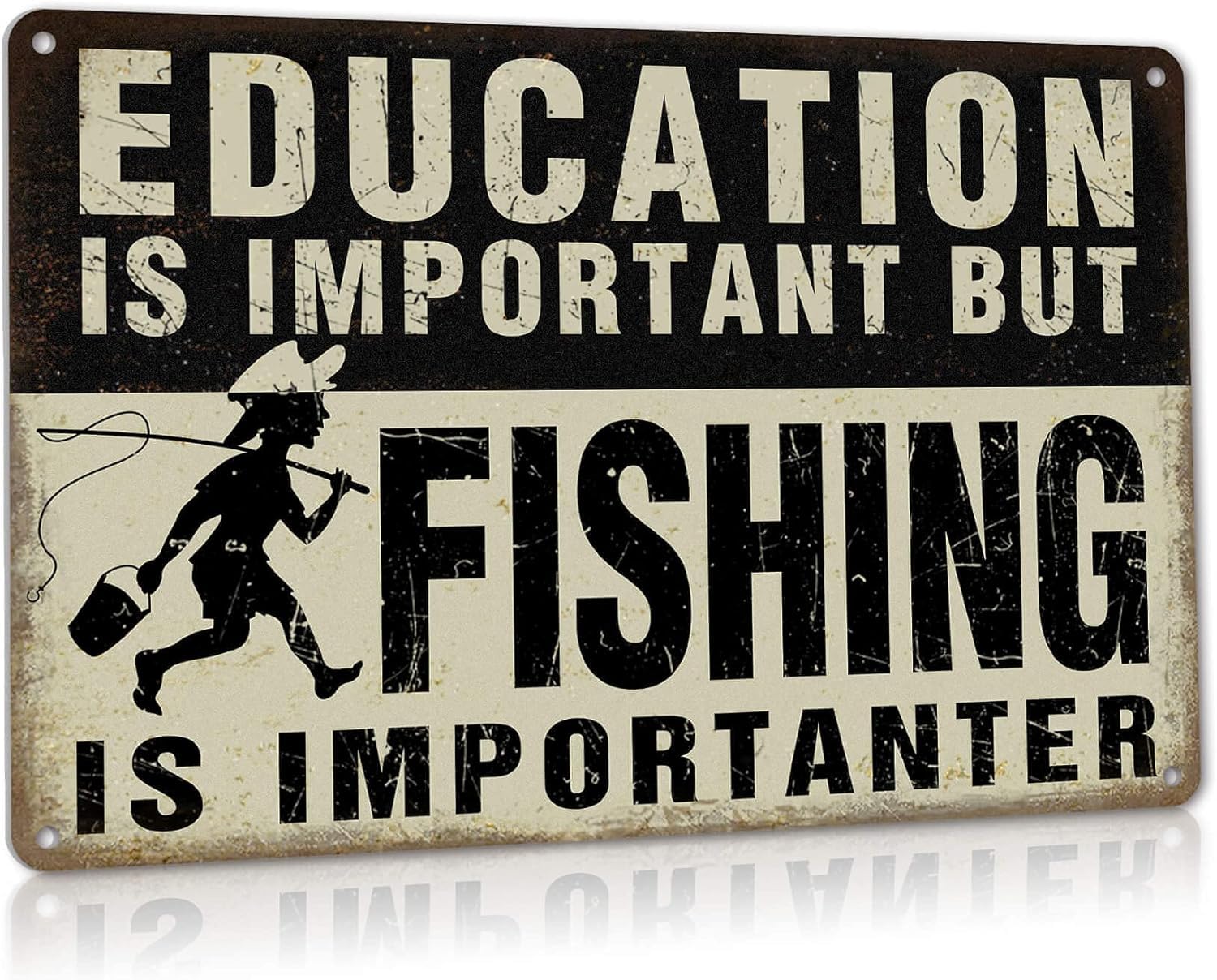 But Fishing is Importanter Vintage Metal Tin Sign Posters Wall Art Aluminum Sign For Cafe Bar Garden Home Bathroom Decoration 6x8 inch