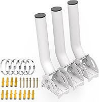 Vista 10 de Soporte de antena universal, poste ajustable resistente de 50 libras y soporte de montaje en J de pared, apto para antena de TV al aire libre