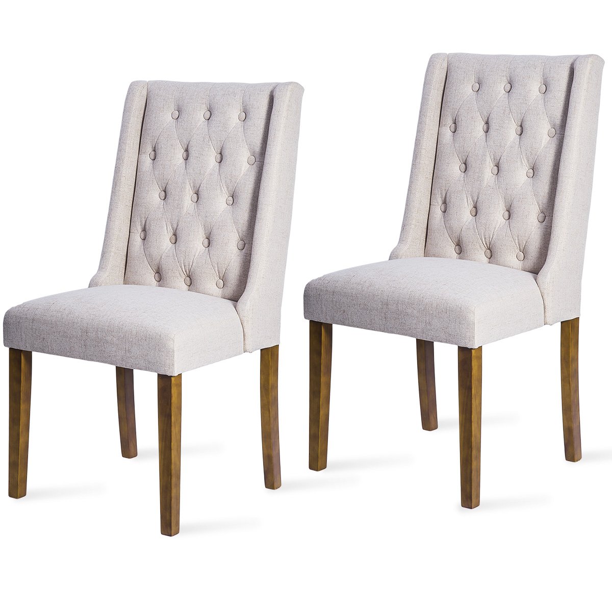 Dining Chair Wing Back Dining Room Furniture Tufted Upholstered Leisure Chair (Beige.)