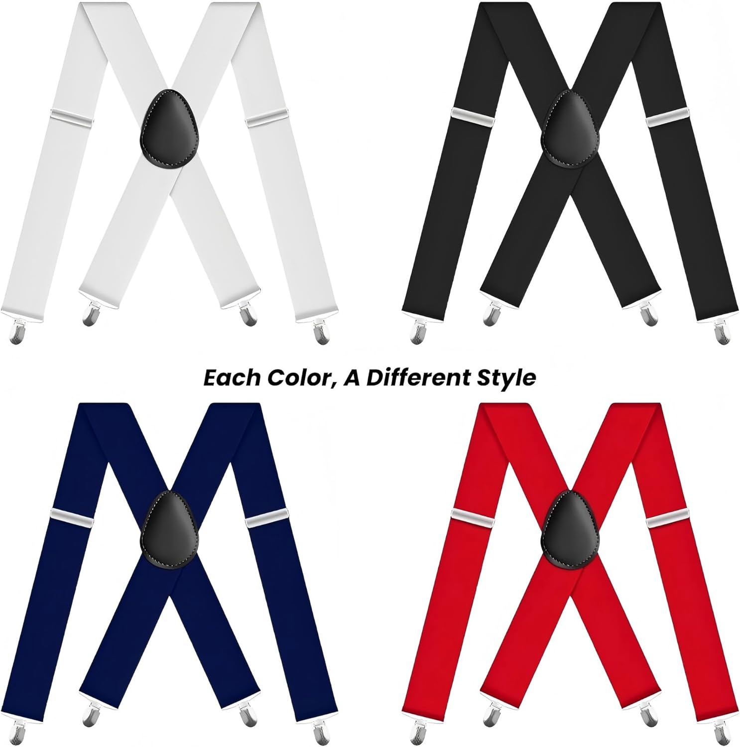 Mens Suspenders 2 Inch Wide X-Back Braces with 4 Strong Metal Clips Adjustable Heavy Duty Suspenders for Men Women - Image 7