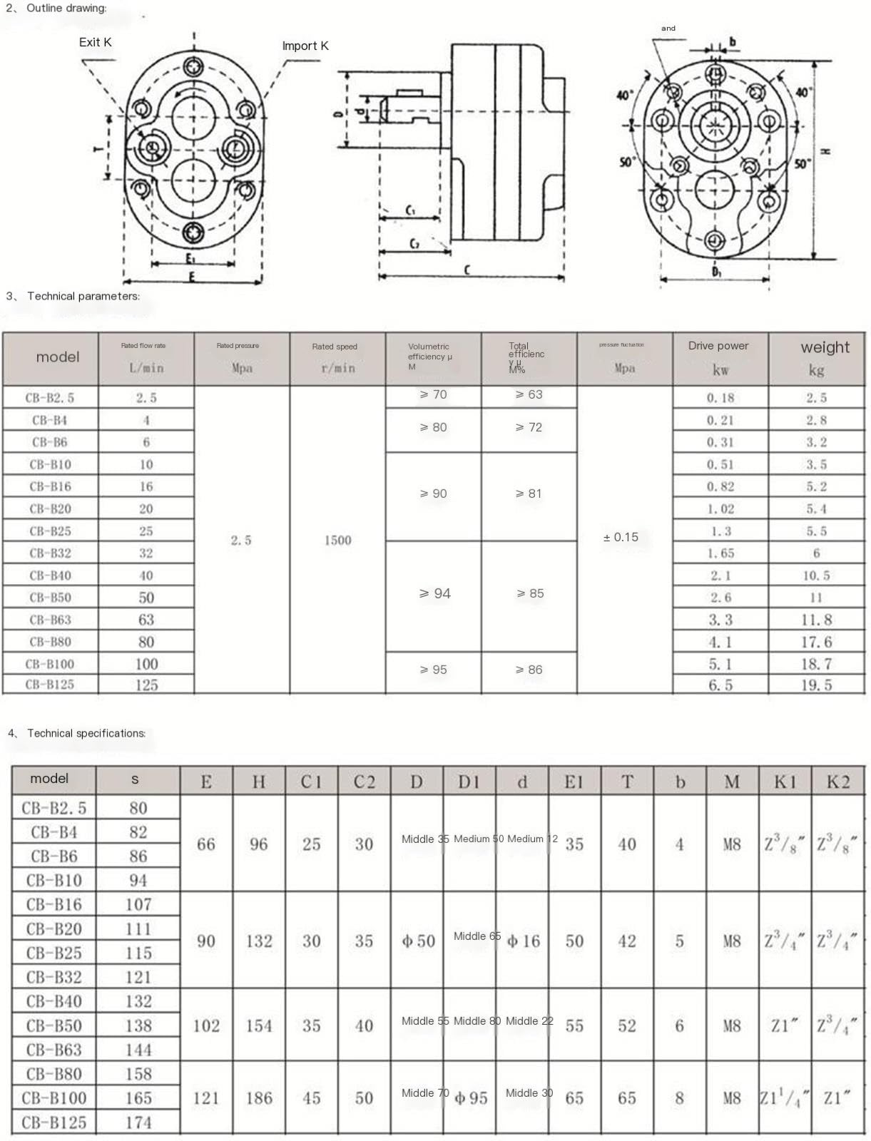 Pompe hydraulique CB-B6/B10/B4/B16/B20/B25, pompe à engrenages DOLUNTO(CB-B50)