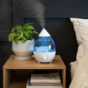 Crane Personal 1.3 Liter Ultrasonic Cool Mist Humidifier for Kids Bedroom, Small Humidifiers For Bedroom, Adjustable Mist, Filter-Free, Auto Shut-Off, Small Humidifier For Plant