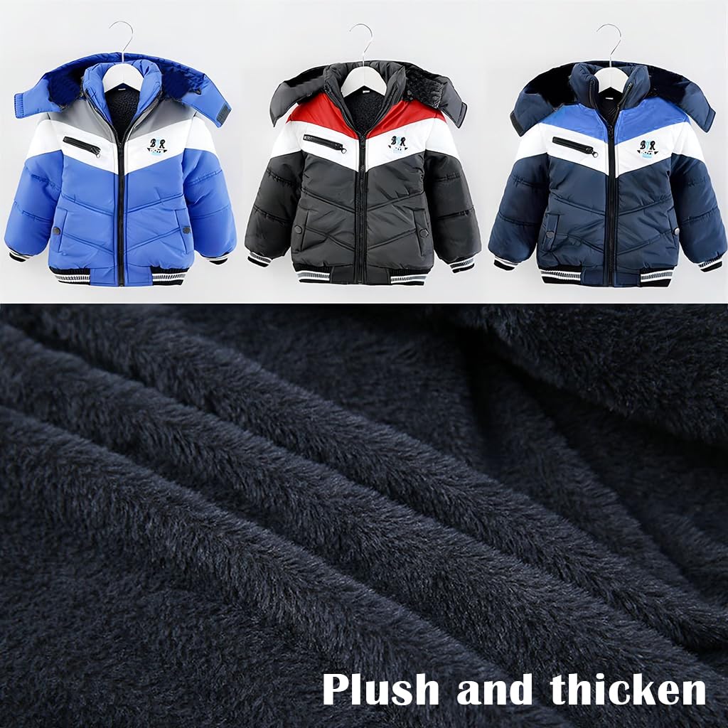 linboo Manteau Garçon Enfant Doudoune Hiver Veste à Capuche Epais Blouson Doublure Polaire Chaud Parka Rembourré Vêtement d'Extérieur