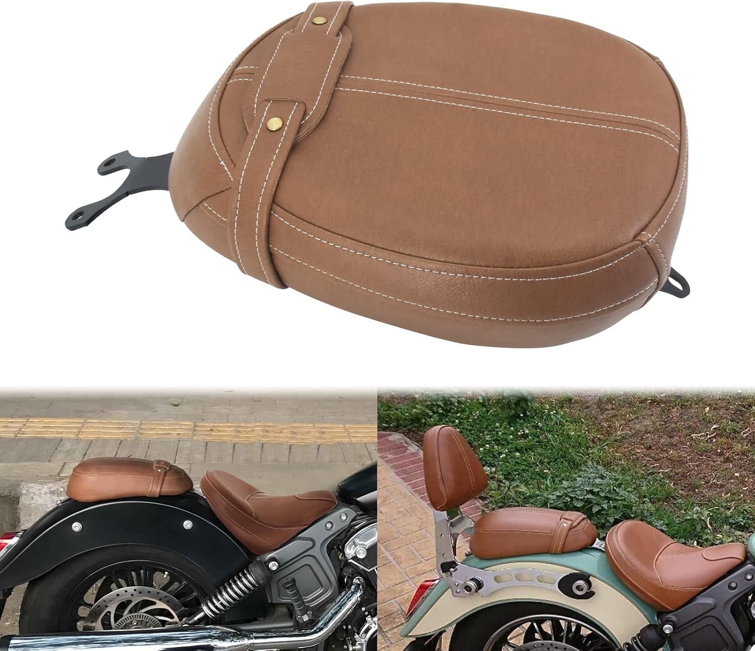 Motorcycles Rear Passenger Leather Pillion Seat Fit For Indian Scout Sixty 2015-2020 (Brown)