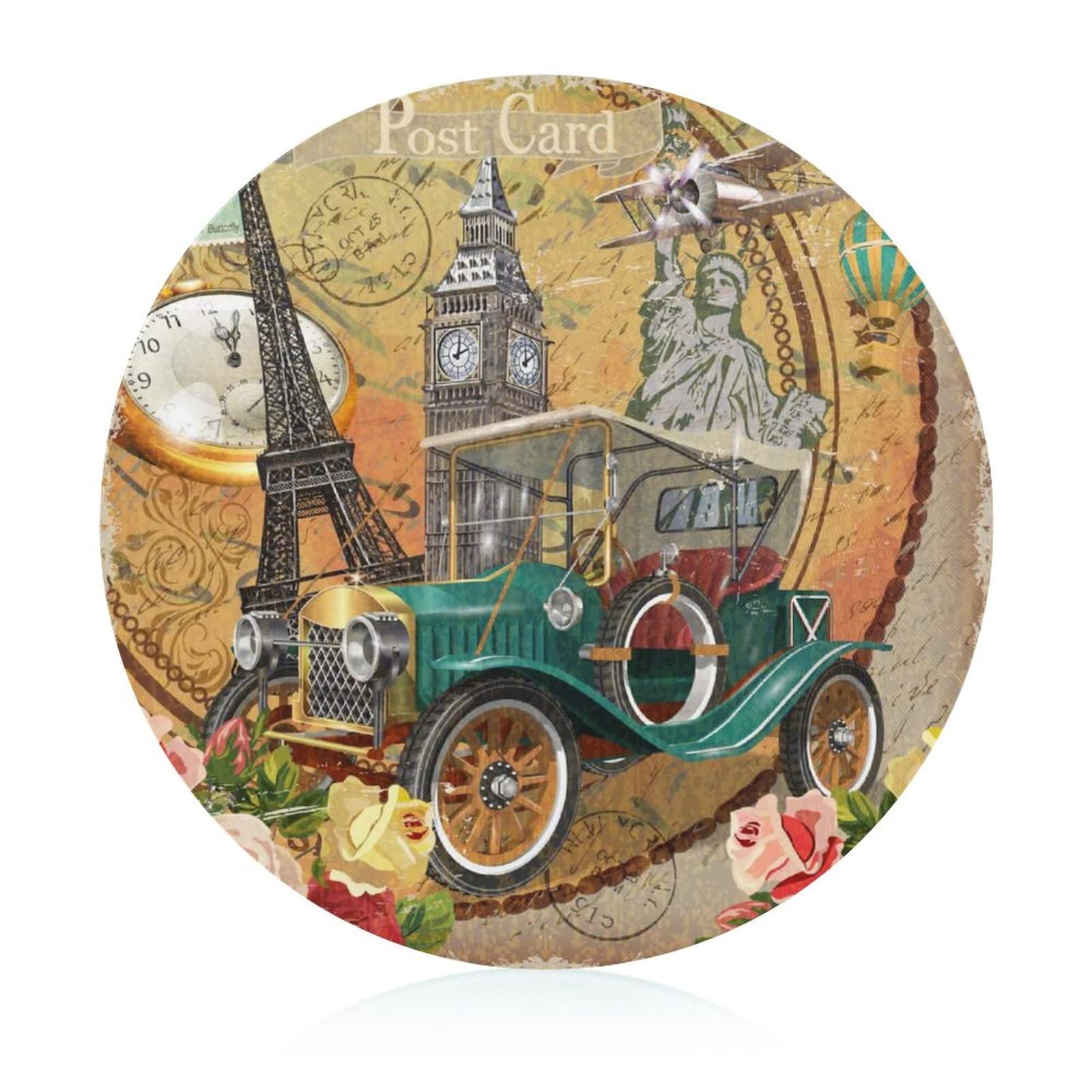 Planche à découper en verre Tour Eiffel rétro 20 cm dessous de plat de cuisine