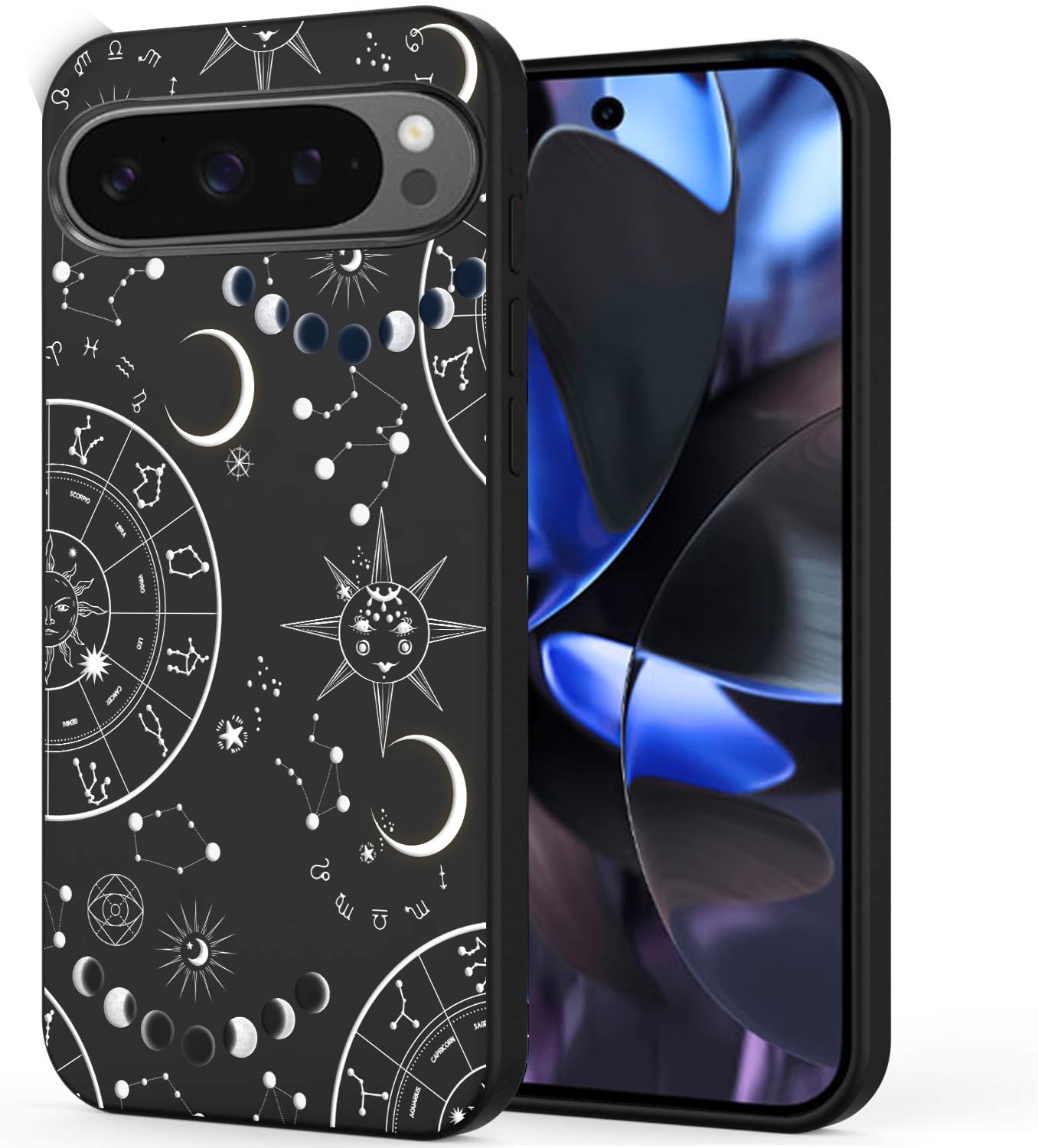 Unov Case Compatible with Pixel 9 Pixel 9 Pro 5G with Zodiac Galaxy Universe Embossed Pattern Design Slim Protective Soft TPU Bumper Back Cover