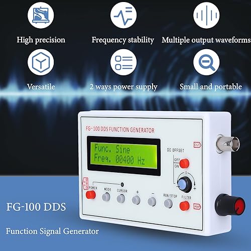 Miniatura 2 de FG-100 DDS - Generador de señal de función frecuencia sinusoidal de 1 HZ-500 KHz fuente de señal de contador medidor de salida sinusoidal cuadrado