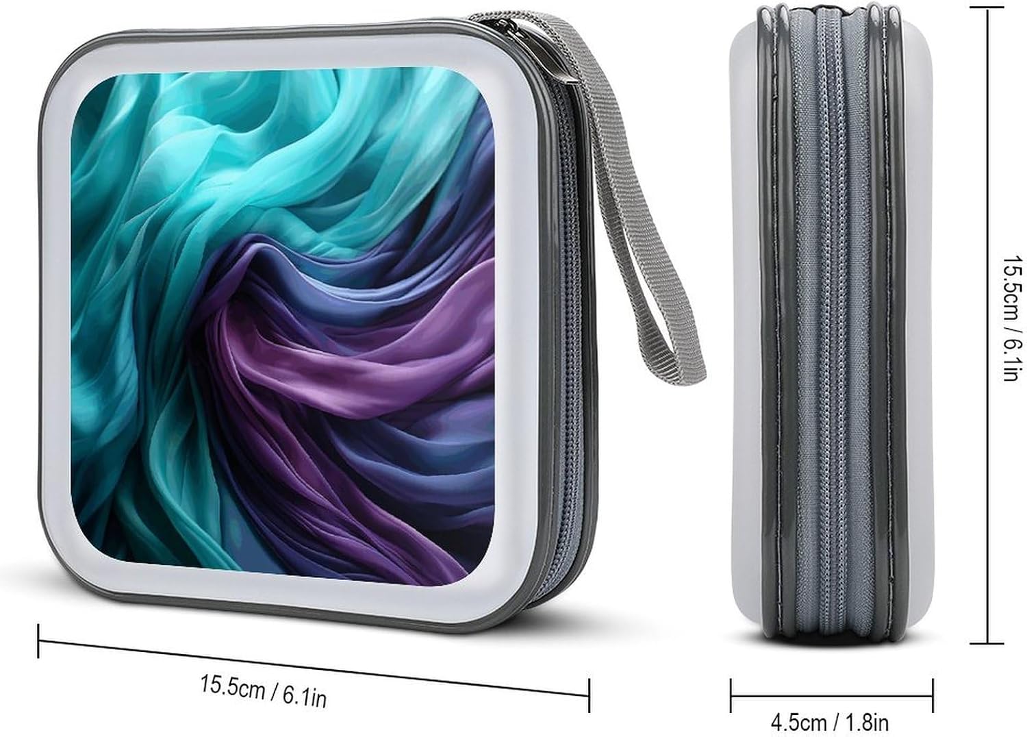 Light Emerald Green And Purple CD Case 40 Capacity CD Holder Organizer Portable Zipper DVD Collection Storage Bag Compact Cases Storage Binder Plastic Holder Disc Car Home Travel image 2