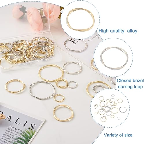 Vista 108 de FASHEWELRY Anillos de acero inoxidable 70cs con eslabones de corazón, 4 tamaños, de metal con forma de corazón, bisel abierto, conectores