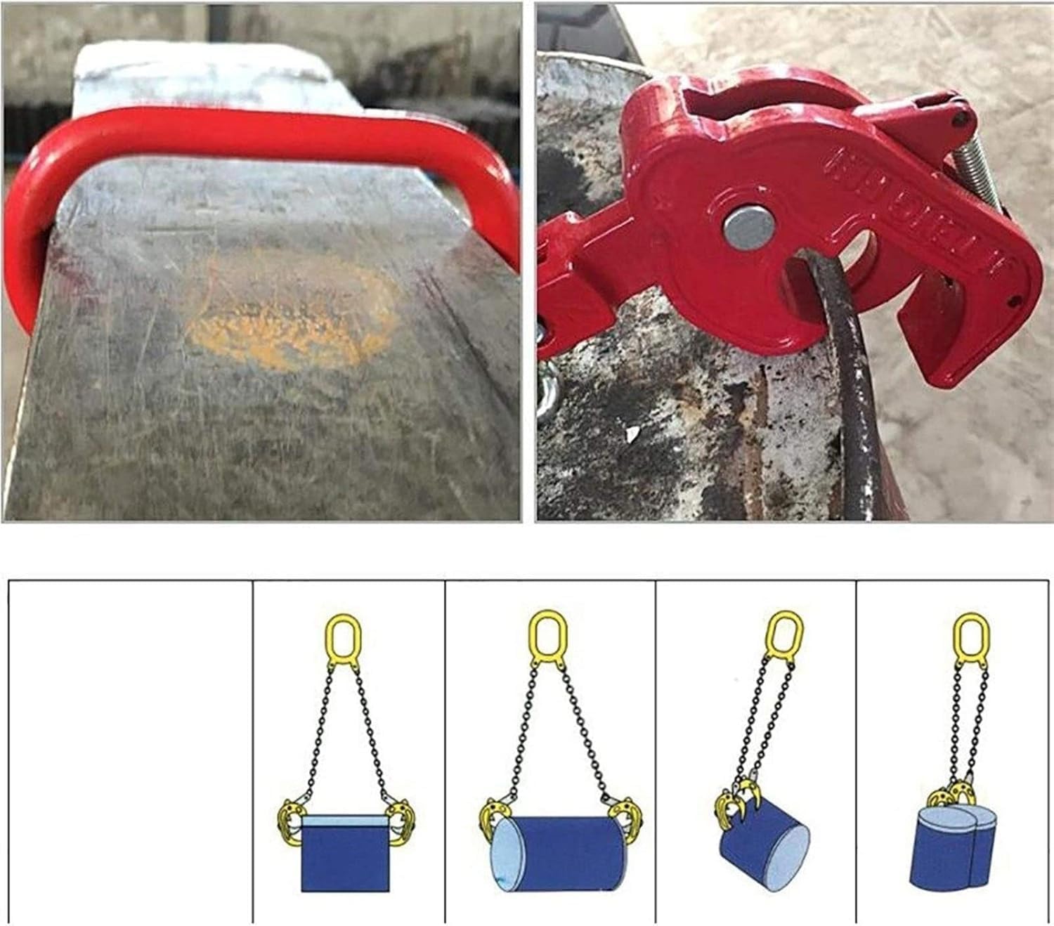 Lifting clamp Obstacle Vehicle Lifting Hook, Oil Drum Hook Diffuser, Multi-functional Oil Drum Chain Clamp Lifting Clamp Fixing device(B/2)