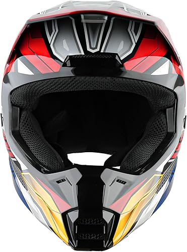 Miniatura 7 de 1Storm Casco de motocross juvenil para niños, casco ATV BMX MX Dirt Bike Go Kart Adolescente Zaku Mecha Rojo