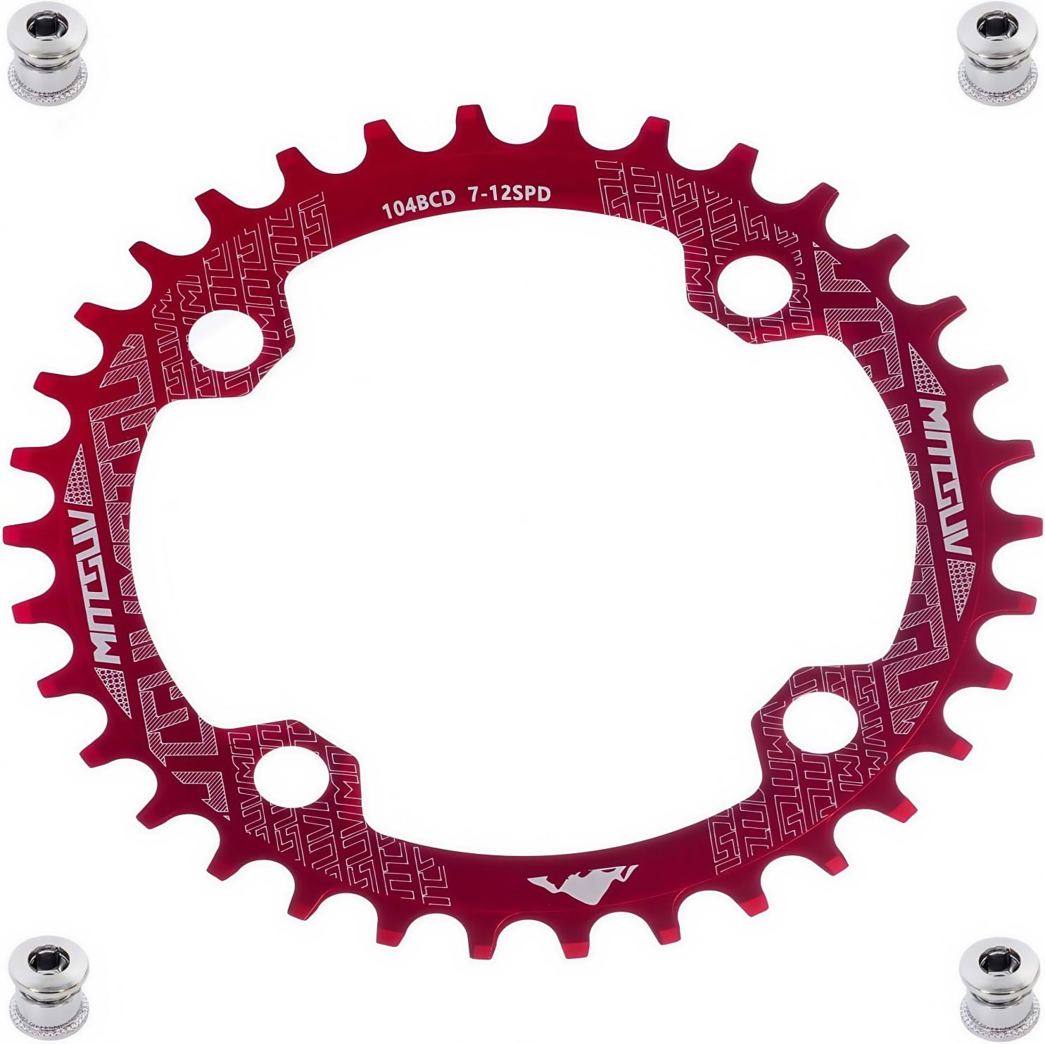 YBEKI Pro-Grade 104BCD Chainring (30-52T) CNC 7075-T6 Aluminum Narrow-Wide MTB/Road Round Oval Bike Chainwheel | Shimano/SRAM 8-11 Speed Compatible | 573MPa Strength(Black/Red/Blue)