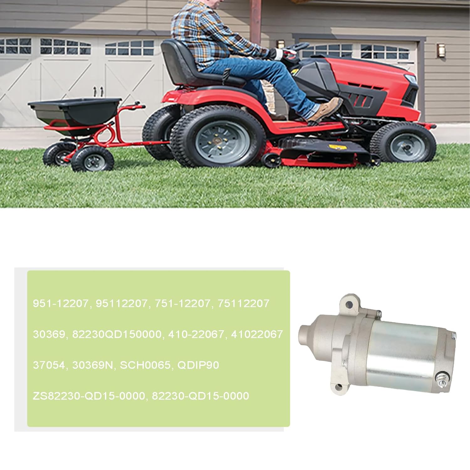 Electric Starter 12V 751-12207 951-12207 751P12207A, Compatible with AXO/CUB Cadet/MTD Yard Man Craftsman T1000 T1200 R1000 Troy BilIt, Engine 4P90M0 Riding Mower Starter