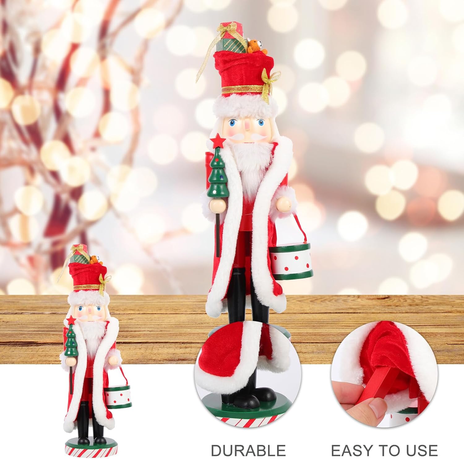 BESPORTBLE Christmas Nutcracker Figurine Wooden Nutcracker Decoration Festive Xmas Table Ornament for Holiday Desktop Display