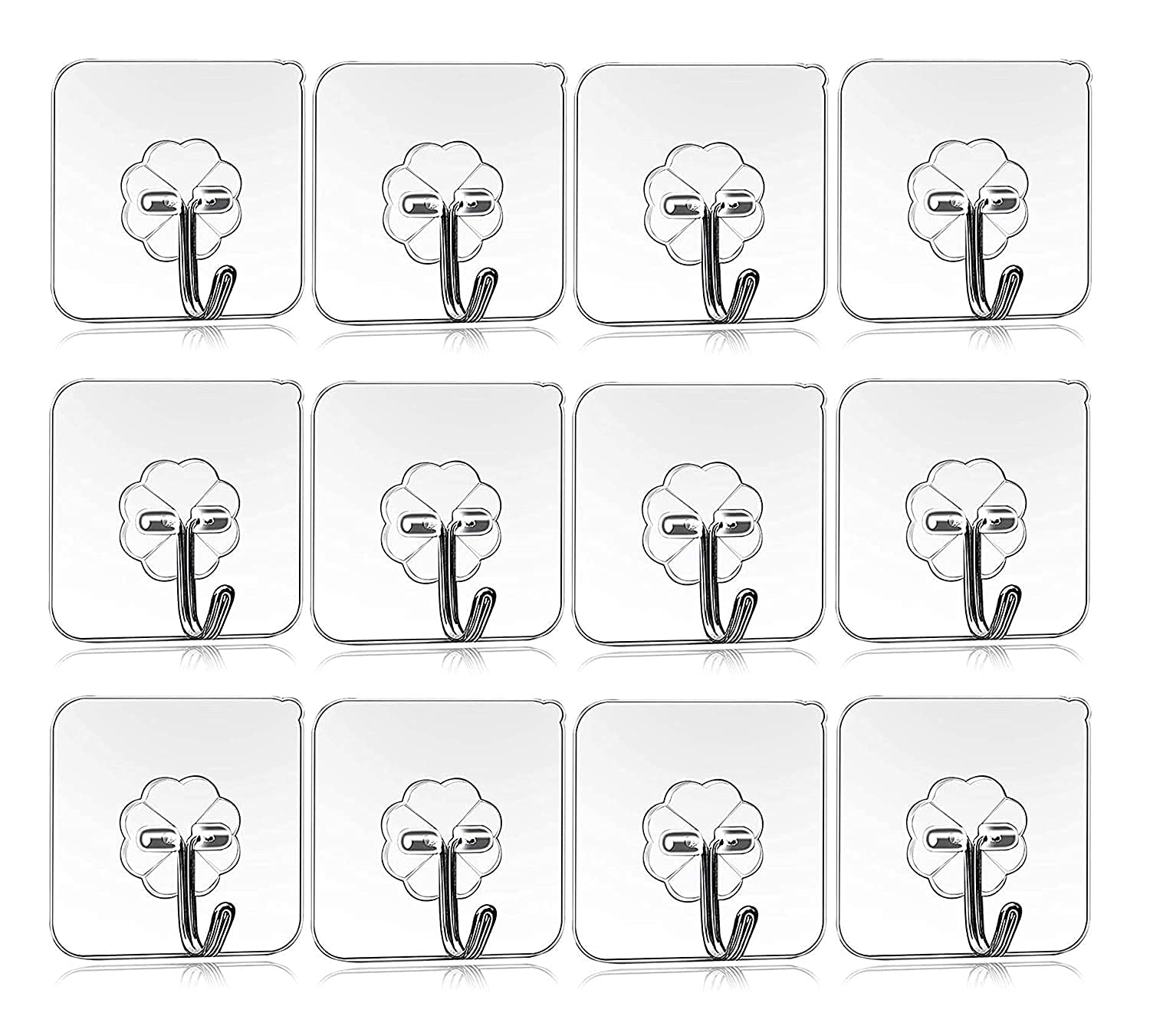 ZEYFLEEB Self Adhesive Pack of 12 Pcs Plastic Wall Hooks Heavy Duty Hooks for Hanging 10KG (Max) Magic Stickers Hooks Seamless Transparent Adhesive Hook (Whight) (B0D425S7M6) Amazon Price History, Amazon Price Tracker